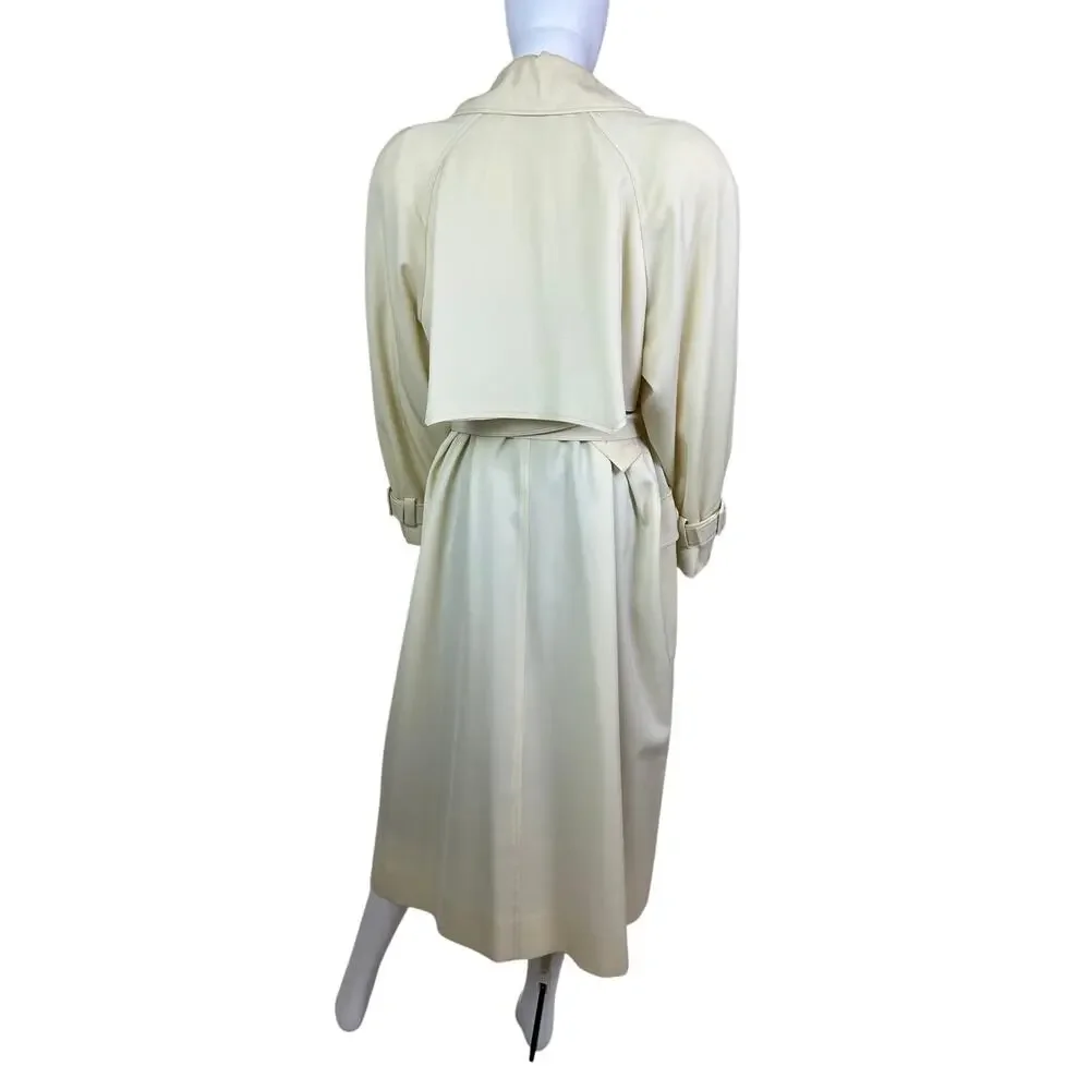 Vintage Ernst Strauss Women's Cream Color Trench Coat Jacket 100% Wool Size 6